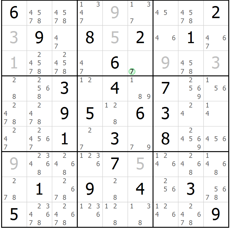 Position des candidats pour la solution de la Gr 35 page 38 du magazine de sudoku Virtuose n° 126