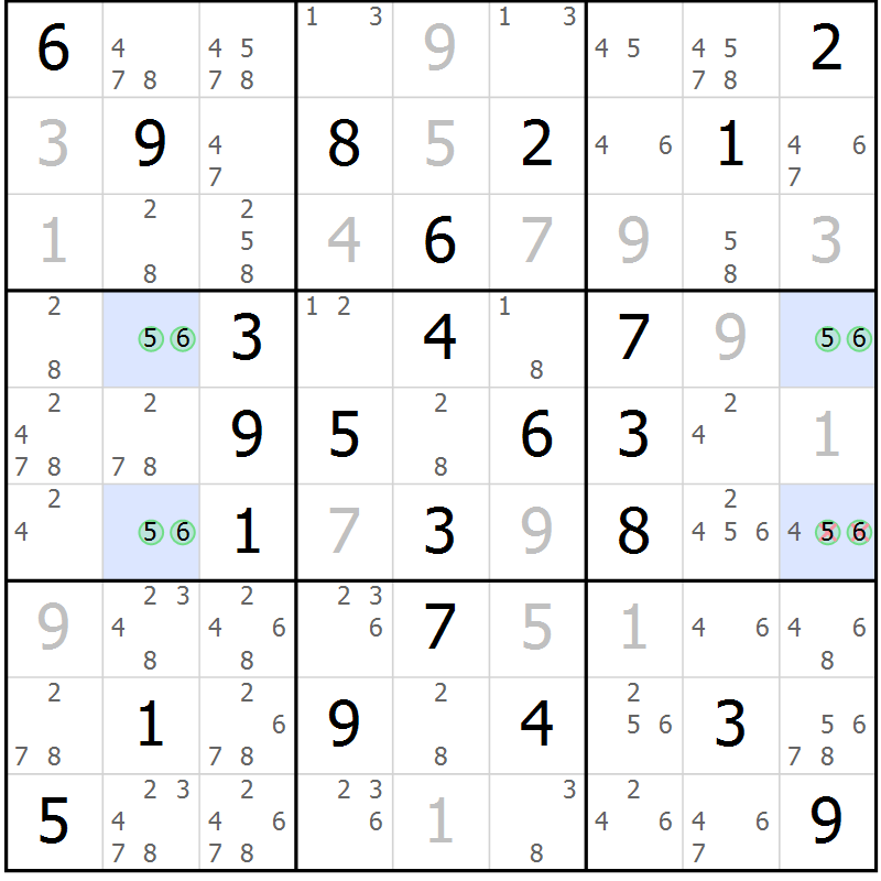 Position des candidats pour la solution de la Gr 35 page 38 du magazine de sudoku Virtuose n° 126