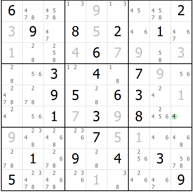 Position des candidats pour la solution de la Gr 35 page 38 du magazine de sudoku Virtuose n° 126