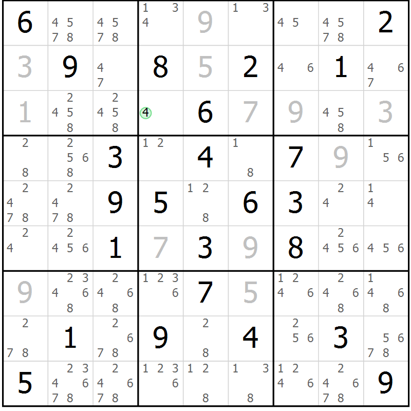 Position des candidats pour la solution de la Gr 35 page 38 du magazine de sudoku Virtuose n° 126