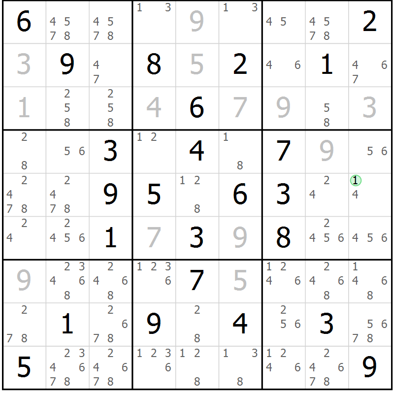 Position des candidats pour la solution de la Gr 35 page 38 du magazine de sudoku Virtuose n° 126