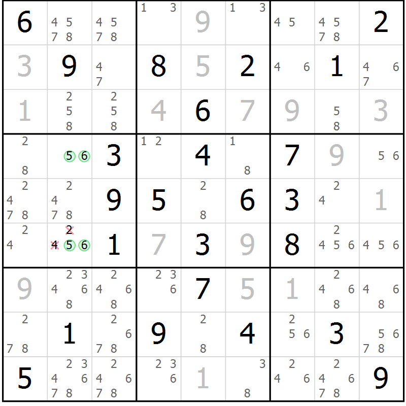 Position des candidats pour la solution de la Gr 35 page 38 du magazine de sudoku Virtuose n° 126