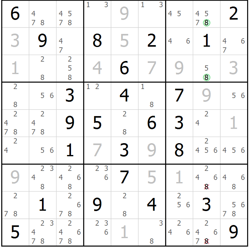 Position des candidats pour la solution de la Gr 35 page 38 du magazine de sudoku Virtuose n° 126