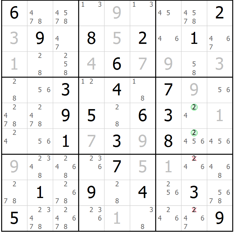 Position des candidats pour la solution de la Gr 35 page 38 du magazine de sudoku Virtuose n° 126