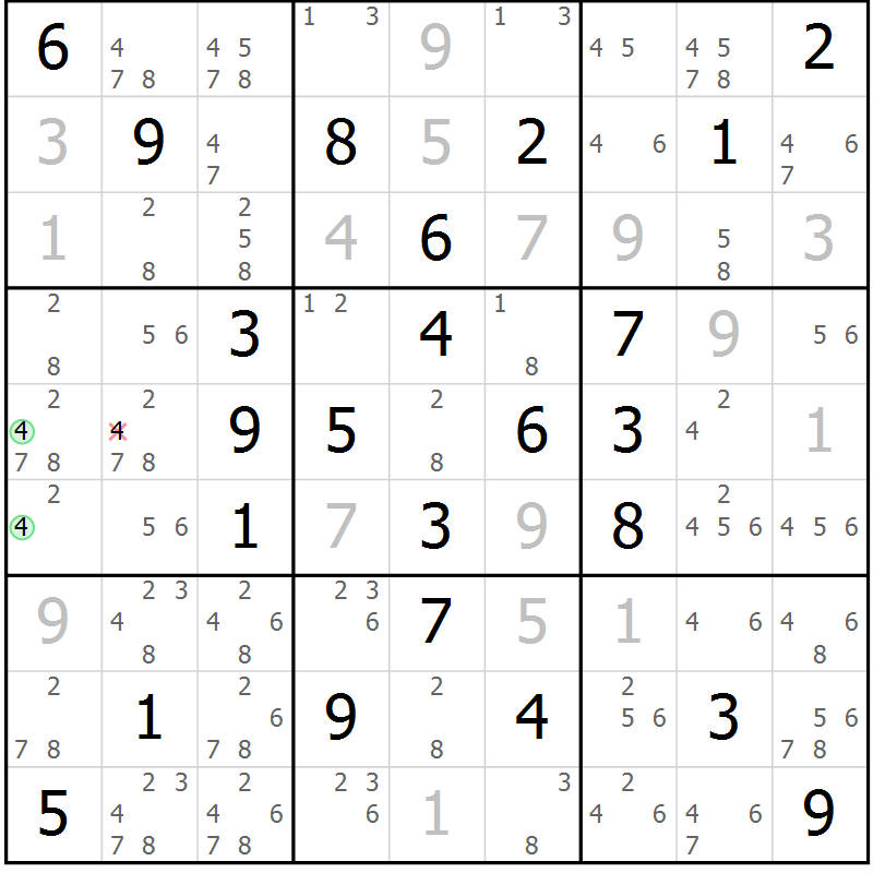 Position des candidats pour la solution de la Gr 35 page 38 du magazine de sudoku Virtuose n° 126