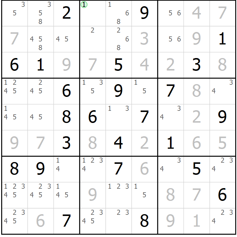 Position des candidats pour la solution de la Gr 37 page 40 du magazine de sudoku Virtuose n° 126