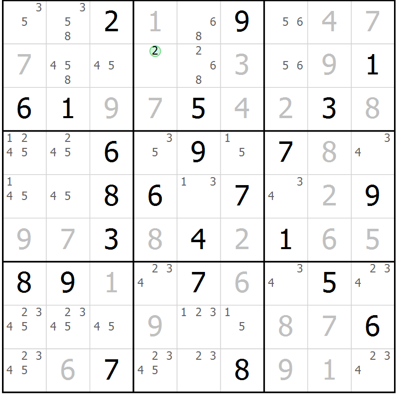Position des candidats pour la solution de la Gr 37 page 40 du magazine de sudoku Virtuose n° 126