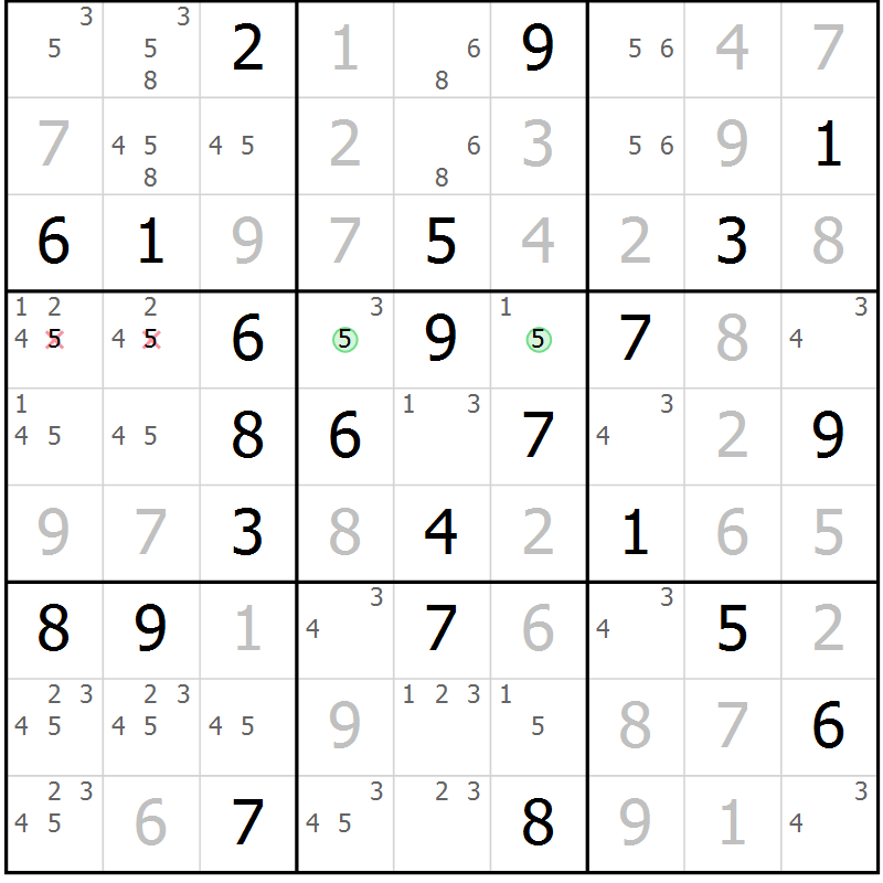 Position des candidats pour la solution de la Gr 37 page 40 du magazine de sudoku Virtuose n° 126