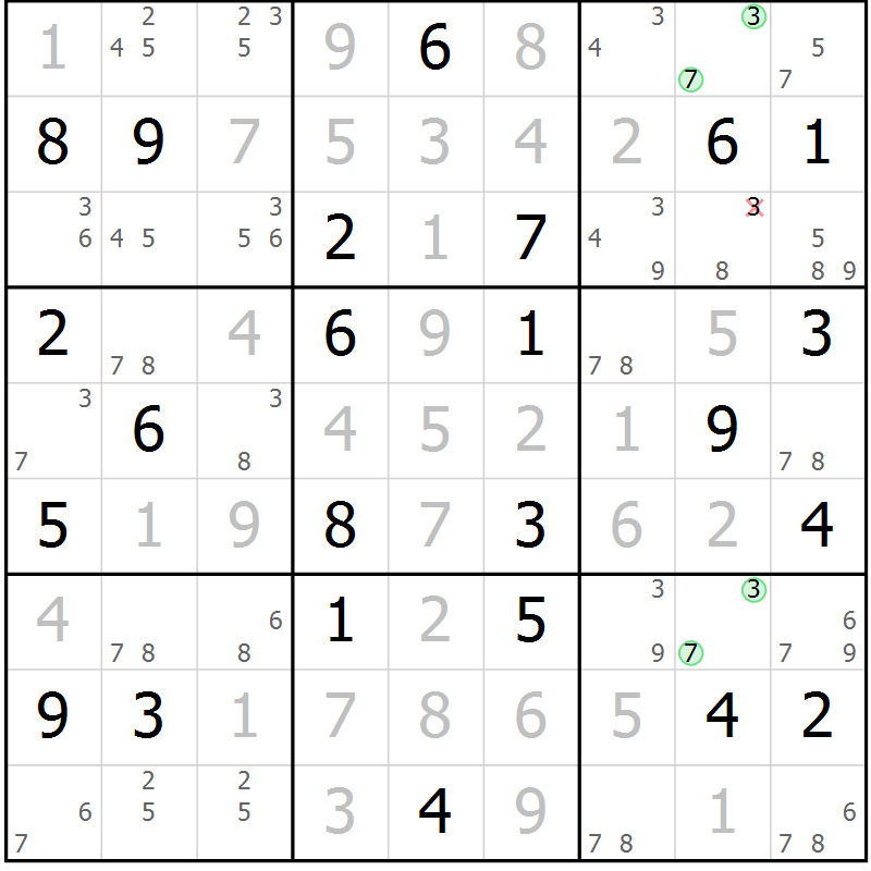 Position des candidats pour la solution de la Gr 38 page 41 du magazine de sudoku Virtuose n° 126