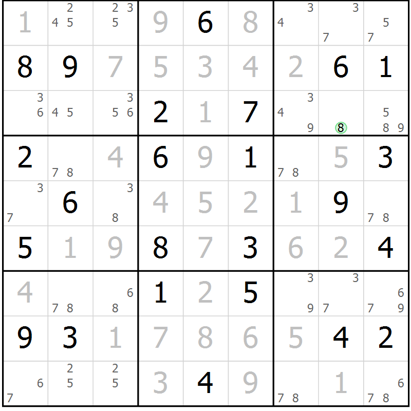 Position des candidats pour la solution de la Gr 38 page 41 du magazine de sudoku Virtuose n° 126