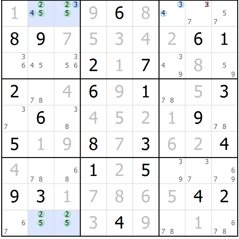 Position des candidats pour la solution de la Gr 38 page 41 du magazine de sudoku Virtuose n° 126