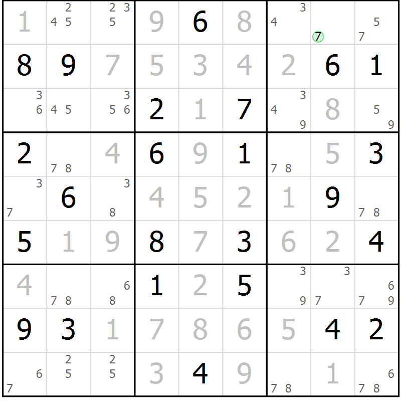 Position des candidats pour la solution de la Gr 38 page 41 du magazine de sudoku Virtuose n° 126