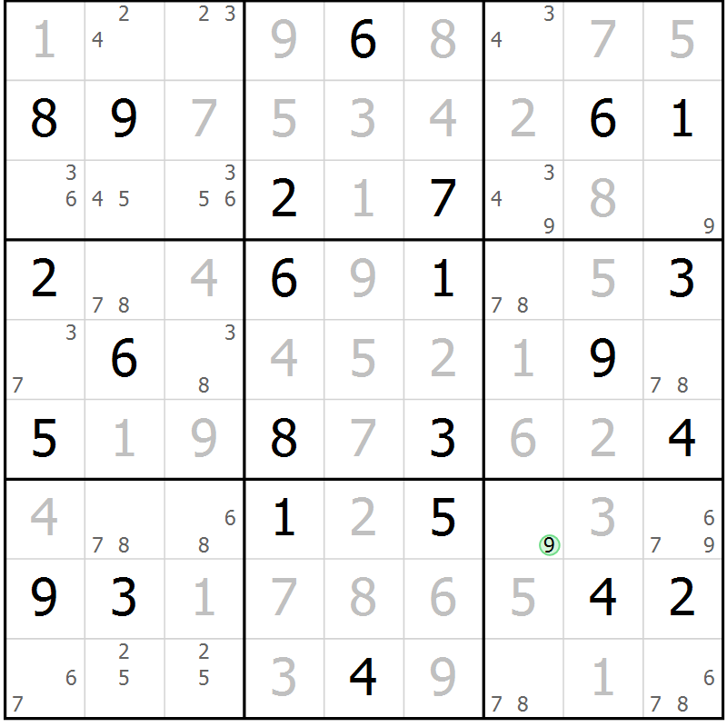 Position des candidats pour la solution de la Gr 38 page 41 du magazine de sudoku Virtuose n° 126