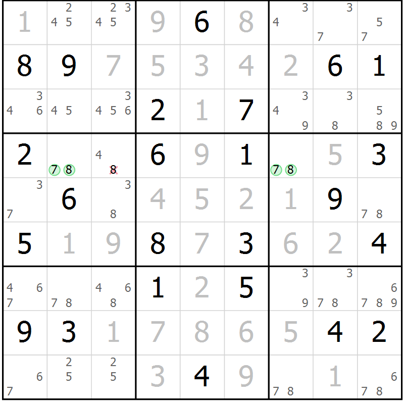 Position des candidats pour la solution de la Gr 38 page 41 du magazine de sudoku Virtuose n° 126