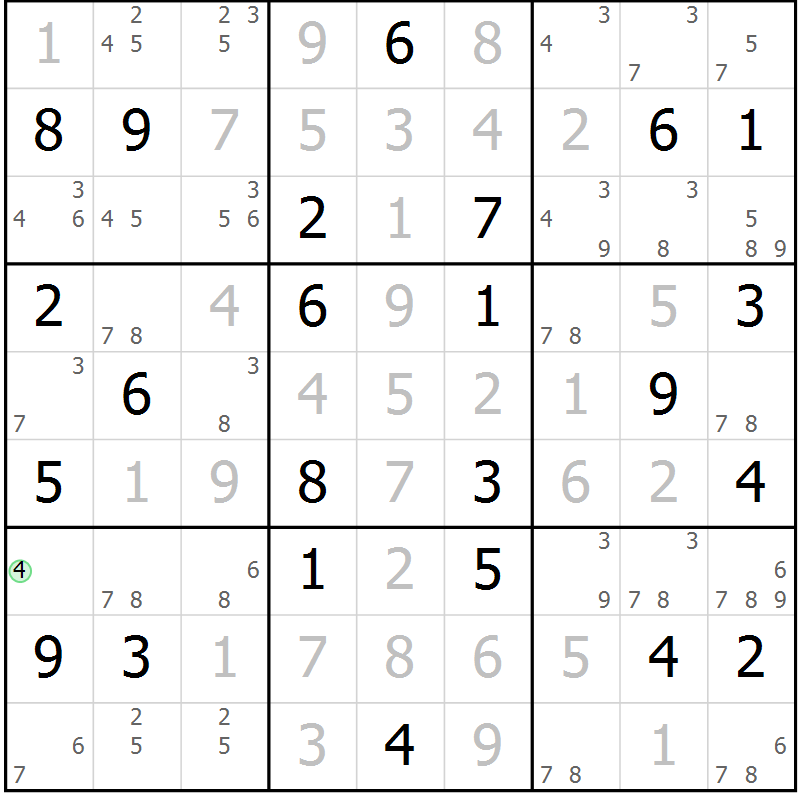 Position des candidats pour la solution de la Gr 38 page 41 du magazine de sudoku Virtuose n° 126