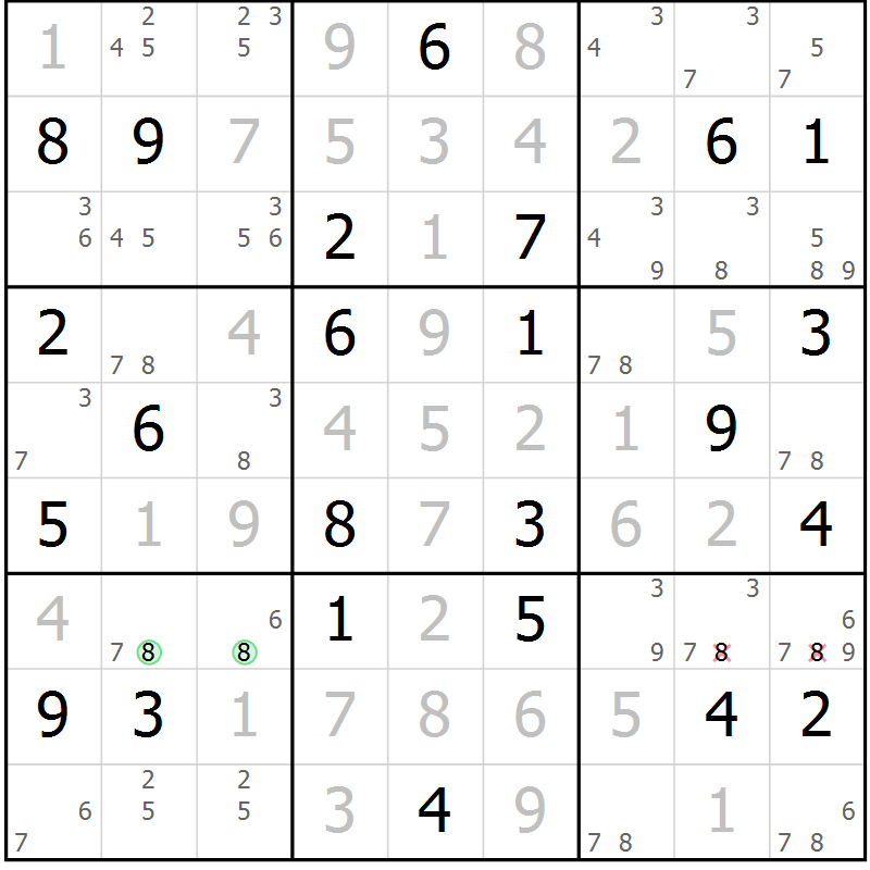 Position des candidats pour la solution de la Gr 38 page 41 du magazine de sudoku Virtuose n° 126