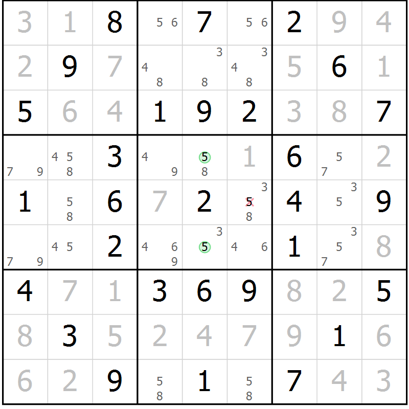 Position des candidats pour la solution de la Gr 39 page 42 du magazine de sudoku Virtuose n° 126