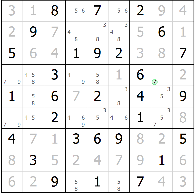Position des candidats pour la solution de la Gr 39 page 42 du magazine de sudoku Virtuose n° 126