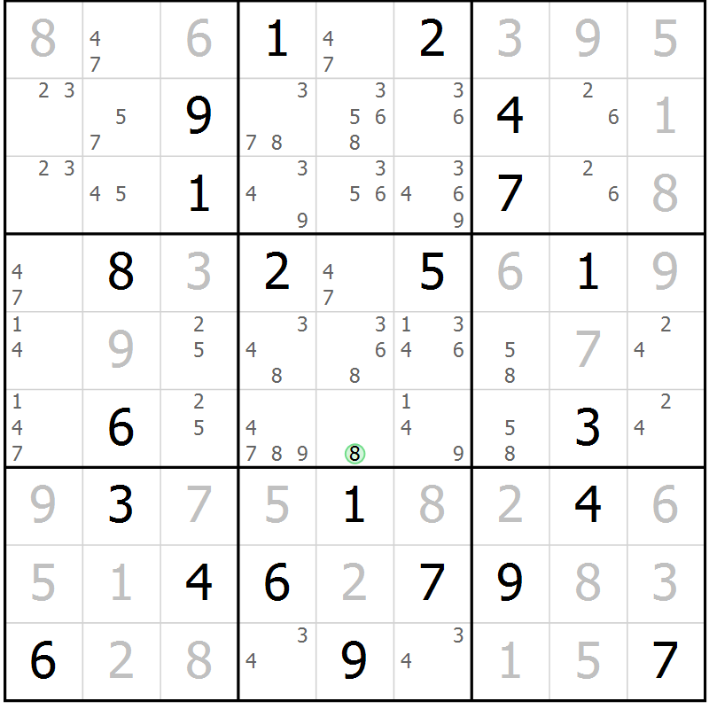 Position des candidats pour la solution de la Gr 4 page 7 du magazine de sudoku Virtuose n° 126