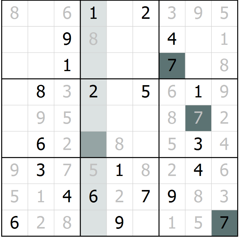 Position des candidats pour la solution de la Gr 4 page 7 du magazine de sudoku Virtuose n° 126