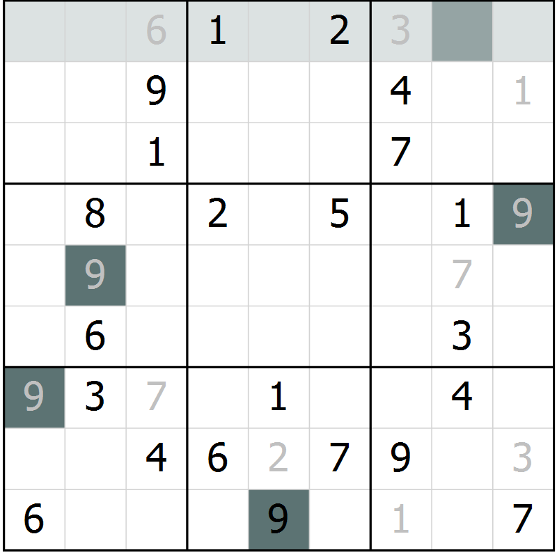 Position des candidats pour la solution de la Gr 4 page 7 du magazine de sudoku Virtuose n° 126
