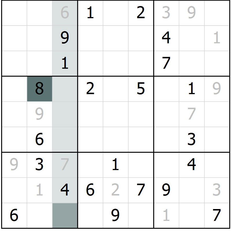 Position des candidats pour la solution de la Gr 4 page 7 du magazine de sudoku Virtuose n° 126