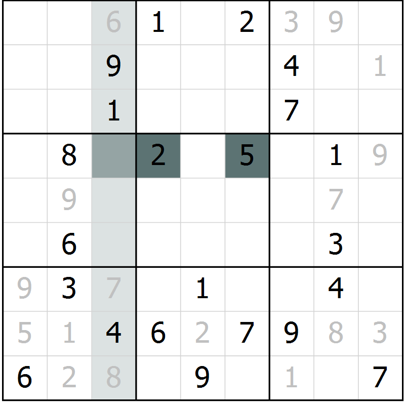 Position des candidats pour la solution de la Gr 4 page 7 du magazine de sudoku Virtuose n° 126