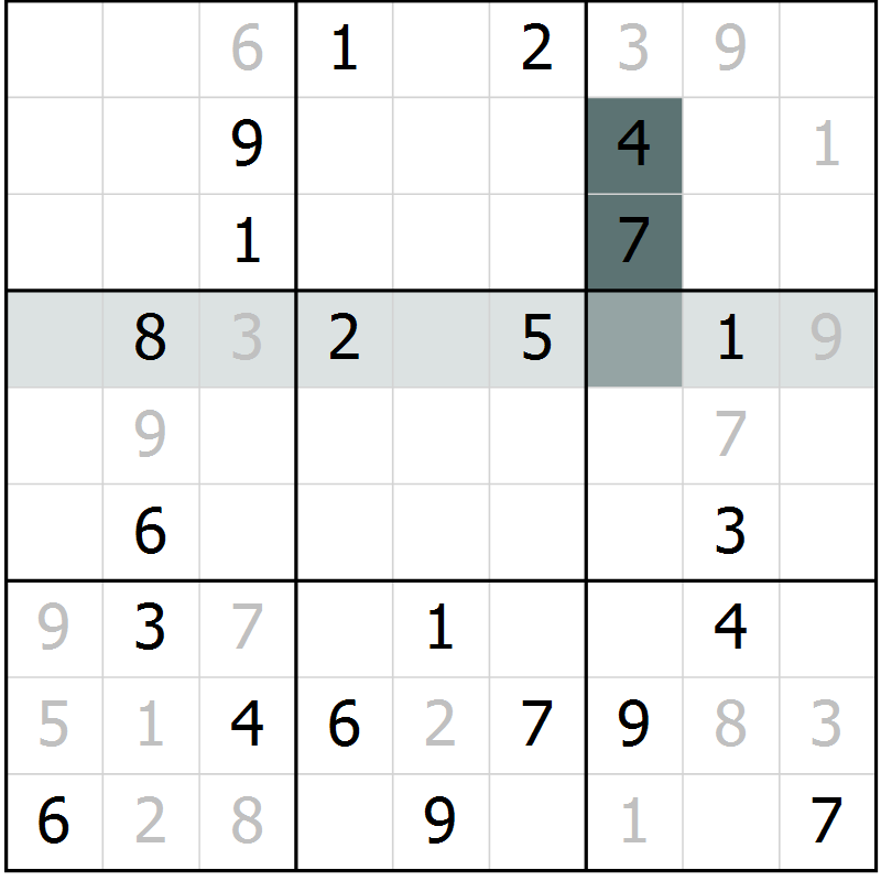 Position des candidats pour la solution de la Gr 4 page 7 du magazine de sudoku Virtuose n° 126
