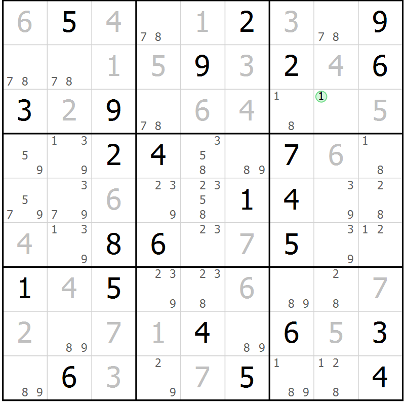 Position des candidats pour la solution de la Gr 42 page 45 du magazine de sudoku Virtuose n° 126