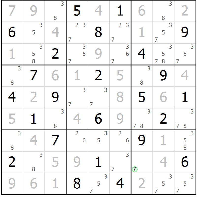 Position des candidats pour la solution de la Gr 44 page 47 du magazine de sudoku Virtuose n° 126