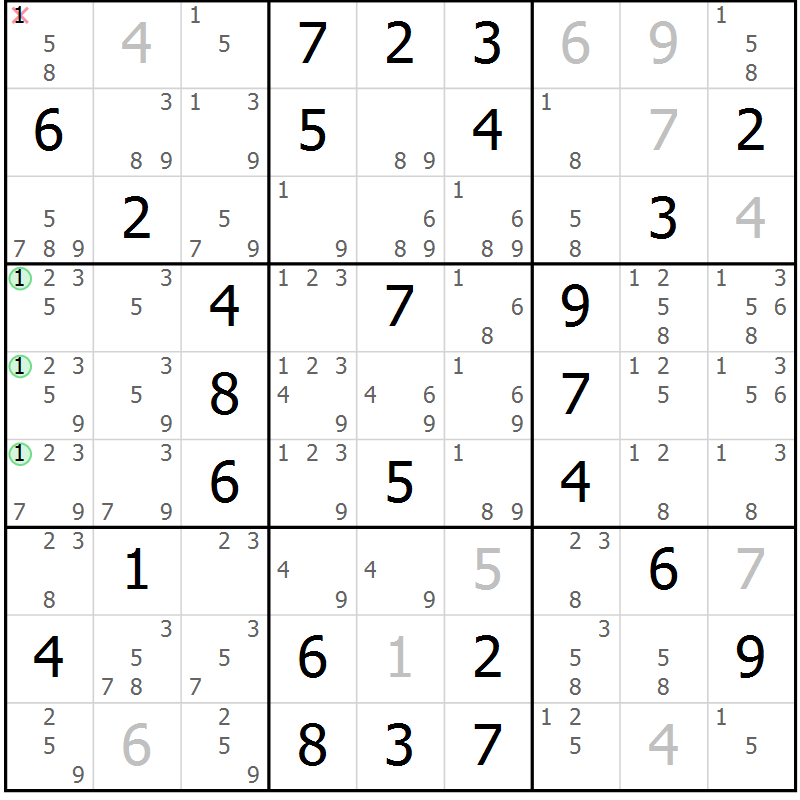 Position des candidats pour la solution de la Gr 48 page 51 du magazine de sudoku Virtuose n° 126