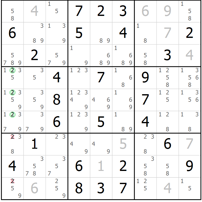 Position des candidats pour la solution de la Gr 48 page 51 du magazine de sudoku Virtuose n° 126