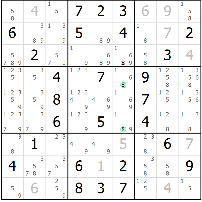 Position des candidats pour la solution de la Gr 48 page 51 du magazine de sudoku Virtuose n° 126