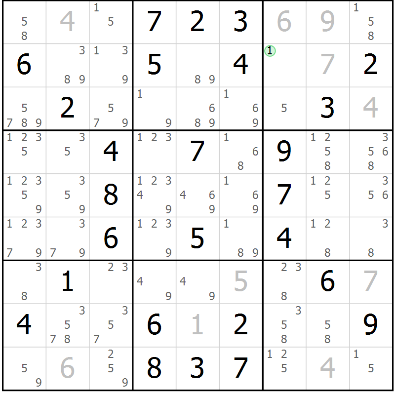 Position des candidats pour la solution de la Gr 48 page 51 du magazine de sudoku Virtuose n° 126