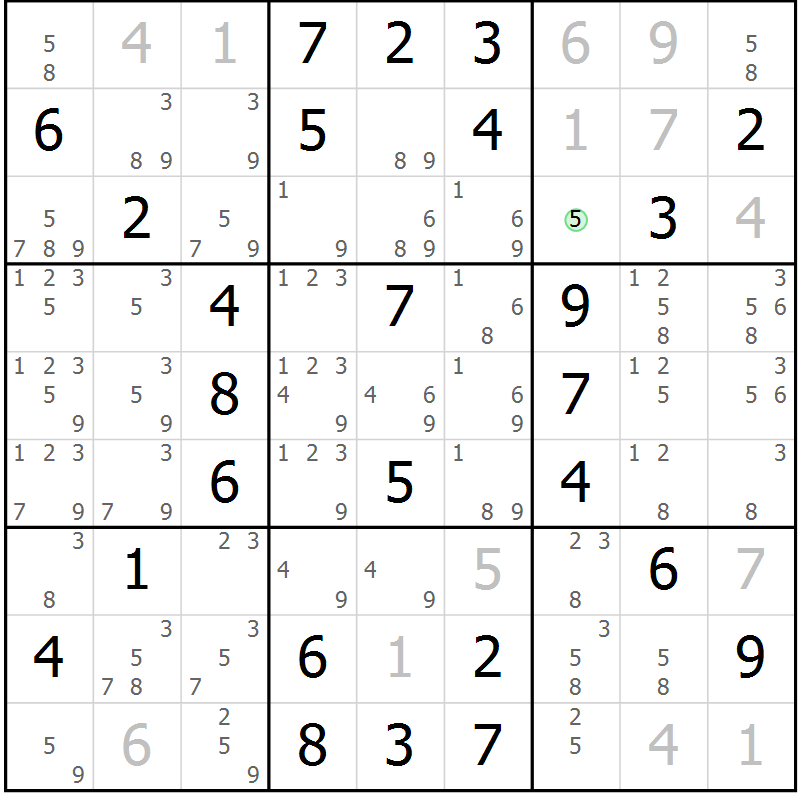 Position des candidats pour la solution de la Gr 48 page 51 du magazine de sudoku Virtuose n° 126