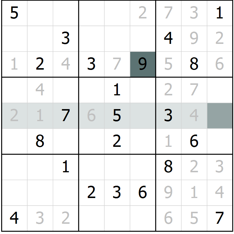 Position des candidats pour la solution de la Gr 5 page 8 du magazine de sudoku Virtuose n° 126