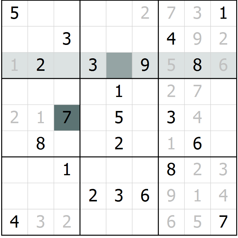 Position des candidats pour la solution de la Gr 5 page 8 du magazine de sudoku Virtuose n° 126