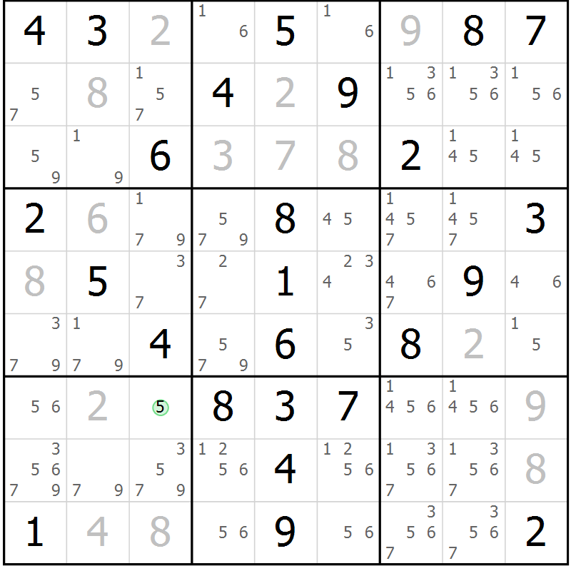 Position des candidats pour la solution de la Gr 51 page 54 du magazine de sudoku Virtuose n° 126