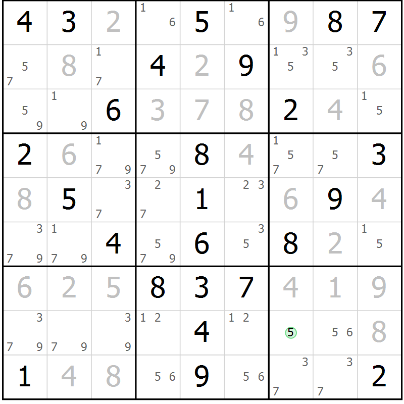 Position des candidats pour la solution de la Gr 51 page 54 du magazine de sudoku Virtuose n° 126