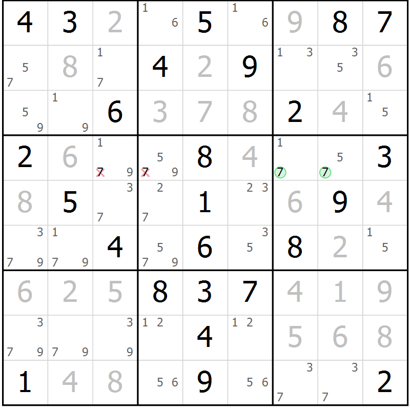 Position des candidats pour la solution de la Gr 51 page 54 du magazine de sudoku Virtuose n° 126