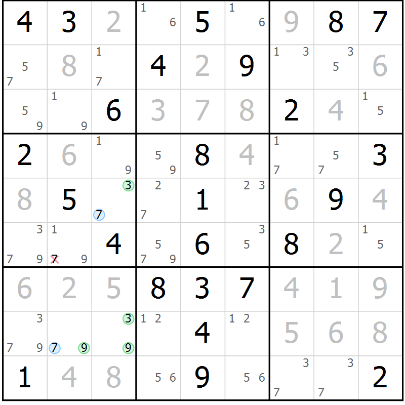 Position des candidats pour la solution de la Gr 51 page 54 du magazine de sudoku Virtuose n° 126