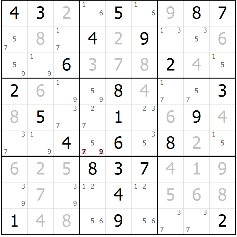 Position des candidats pour la solution de la Gr 51 page 54 du magazine de sudoku Virtuose n° 126