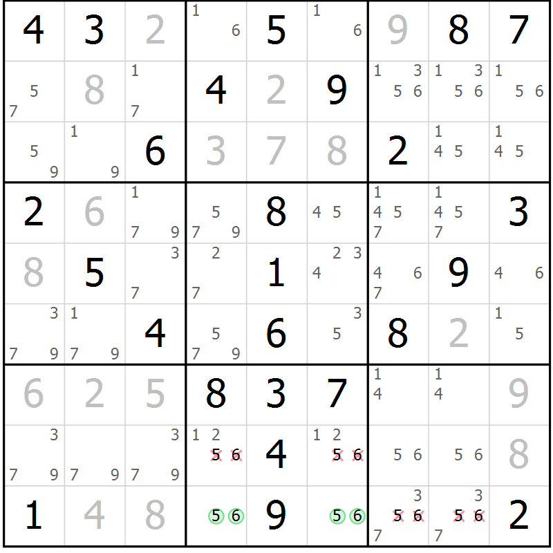 Position des candidats pour la solution de la Gr 51 page 54 du magazine de sudoku Virtuose n° 126