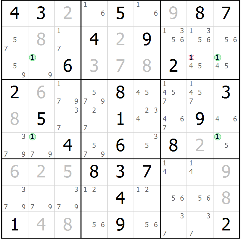 Position des candidats pour la solution de la Gr 51 page 54 du magazine de sudoku Virtuose n° 126
