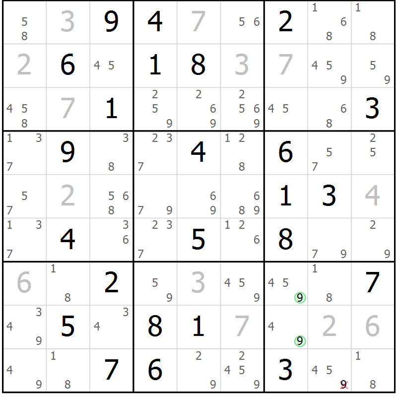 Position des candidats pour la solution de la Gr 53 page 56 du magazine de sudoku Virtuose n° 126