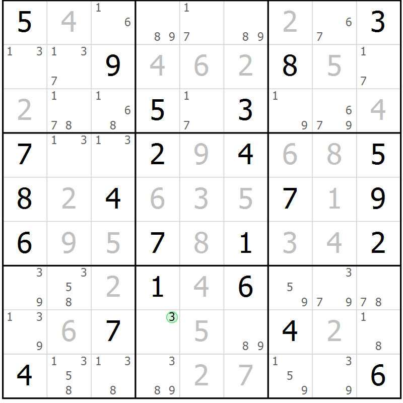 Position des candidats pour la solution de la Gr 59 page 62 du magazine de sudoku Virtuose n° 126