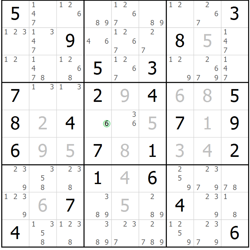 Position des candidats pour la solution de la Gr 59 page 62 du magazine de sudoku Virtuose n° 126