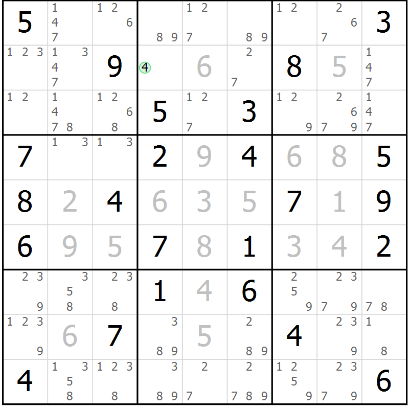 Position des candidats pour la solution de la Gr 59 page 62 du magazine de sudoku Virtuose n° 126