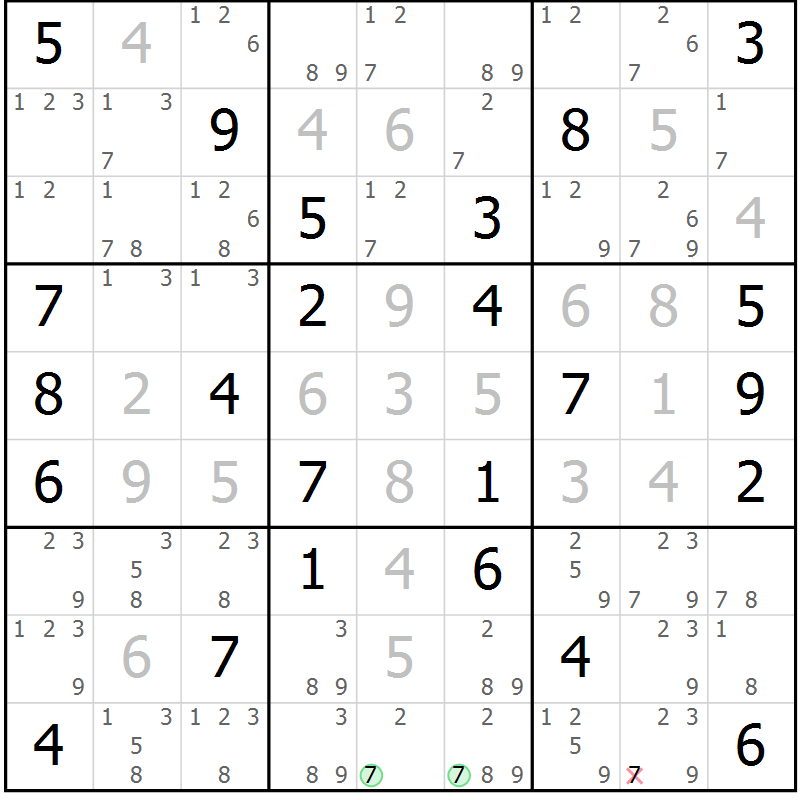 Position des candidats pour la solution de la Gr 59 page 62 du magazine de sudoku Virtuose n° 126