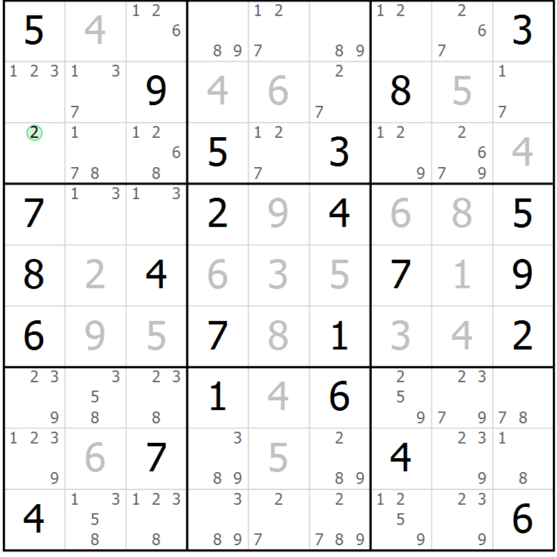 Position des candidats pour la solution de la Gr 59 page 62 du magazine de sudoku Virtuose n° 126